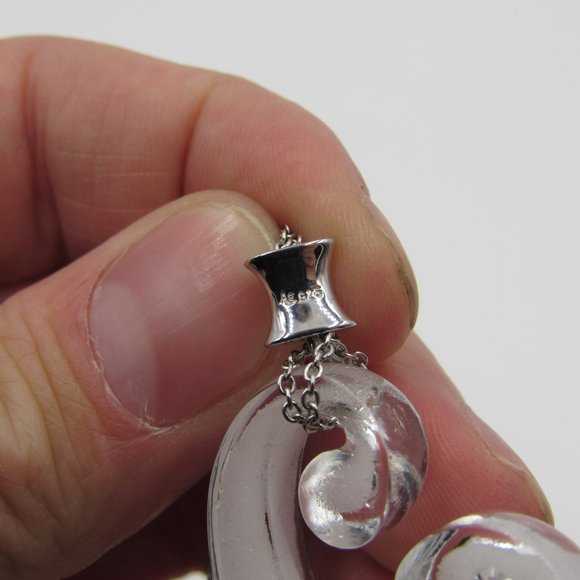 18" Sterling Silver White Heart Necklace Vintage - Picture 4 of 6